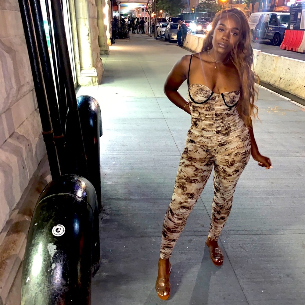 Brown Ruched Jumpsuit